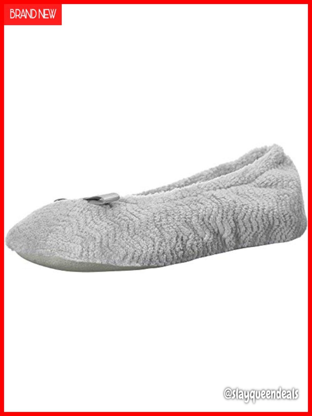 Micro Terry Ballerina Slippers Chevron Non-Slip Machine Washable Bow